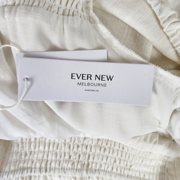 Ever New Puff Sleeve Ruffle Mini Dress Smocked Neckline Porcelain Ivory Size 6 - Picture 4 of 15